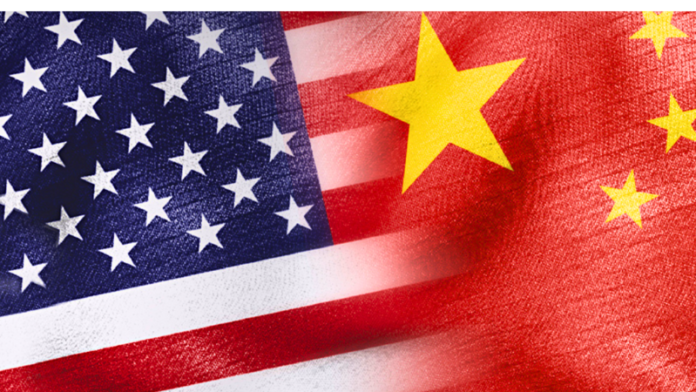 china US flags